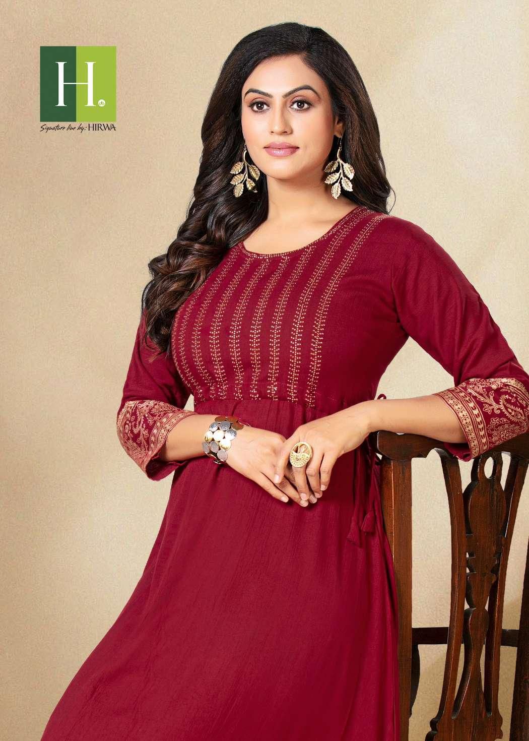 Hirwa Flairy Tales New Latest Designer Rayon Fancy Wear Kurti Collection